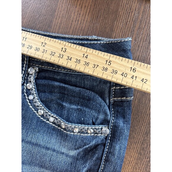 Earl Womens Embellished Blue Jeans 6P Denim Faded Dark Wash Straight Leg EUC - Picture 7 of 16